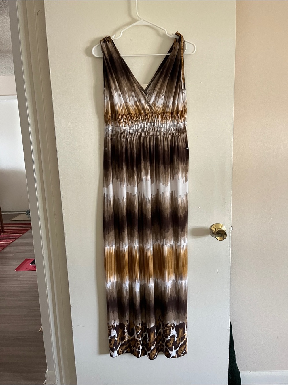 Women’s Brown Ombre Maxi Dress with Leopard Hem
